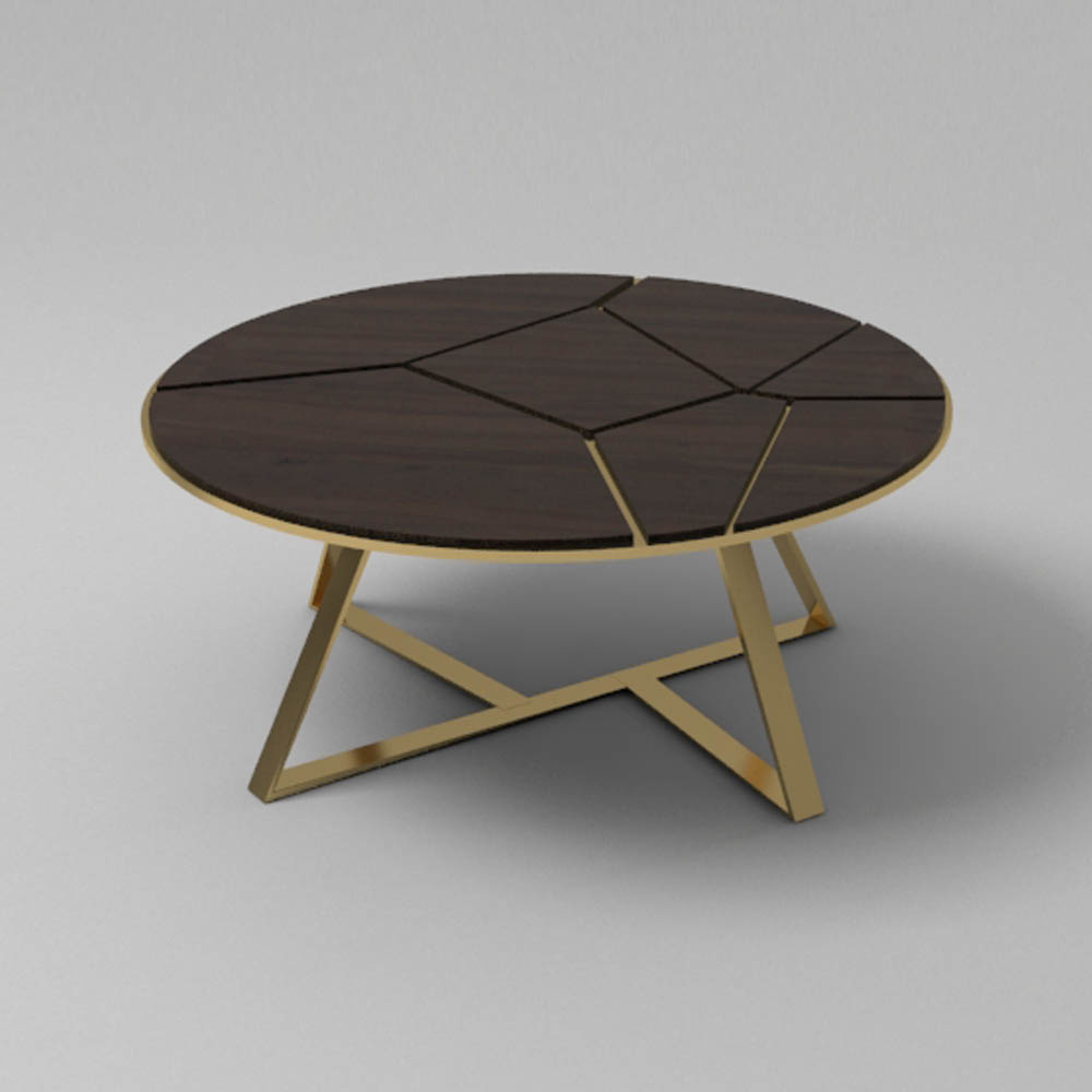 Puzzle Circular Coffee Table with Gold Leg