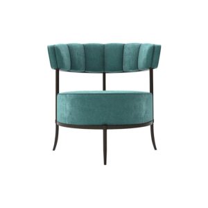 Renata Turquoise Upholstered Round Back Accent Chair