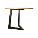 Rion Wooden Brown Side Table with Brass Inlay