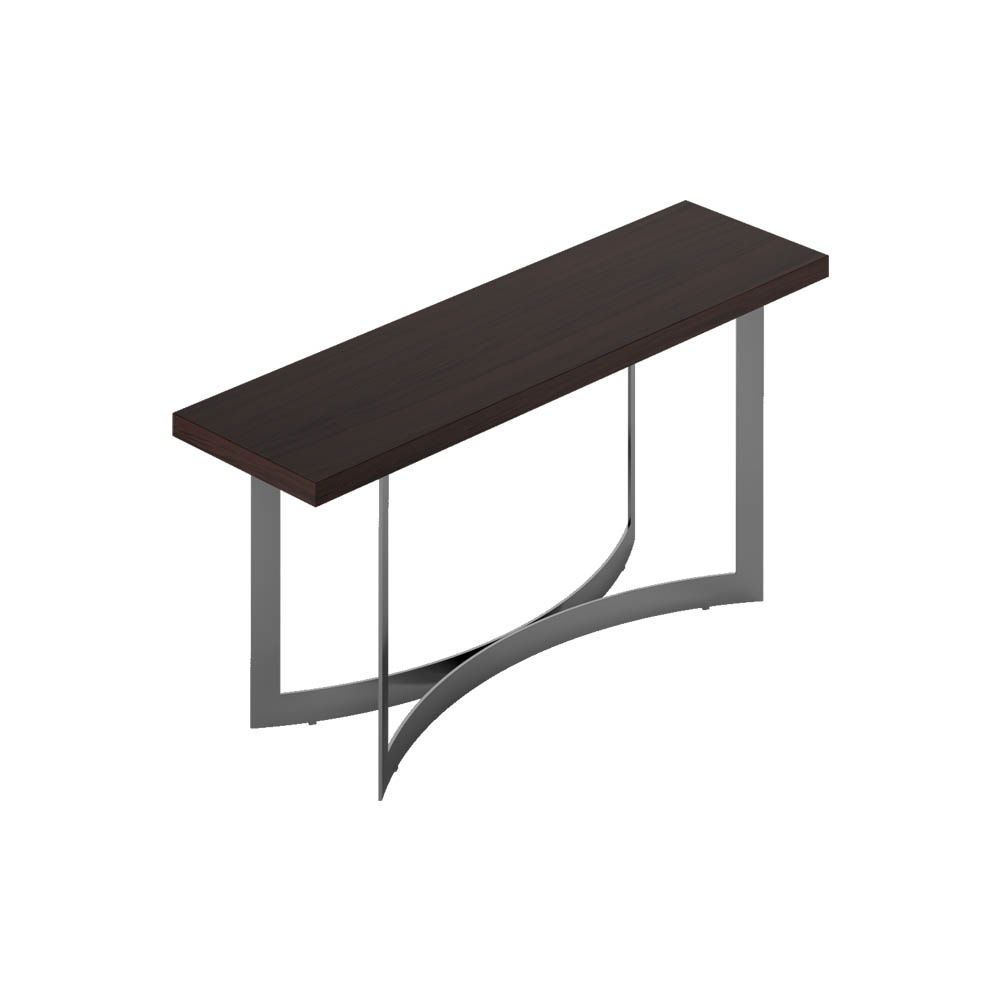 Roxburgh Stainless steel with Brown Wood Top Console Table