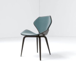 Scorpio Upholstered Winged with Wood Leg Dining Chair