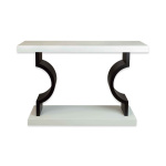 Silviano Mahogany Cream Console Table With Curved Legs