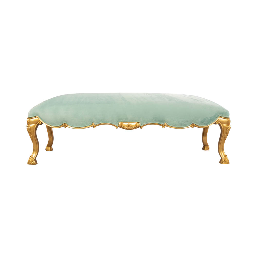 Stuva Upholstered Turquoise Velvet Bench with Gold Legs