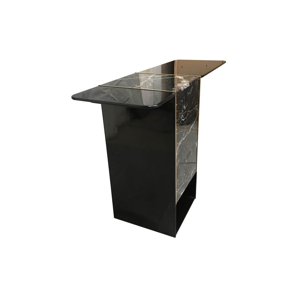 Sylvan Black Wood and Marble Console Table Side View A