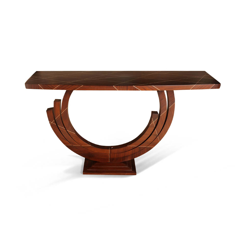 Tobias Brown Curved Console Table Front