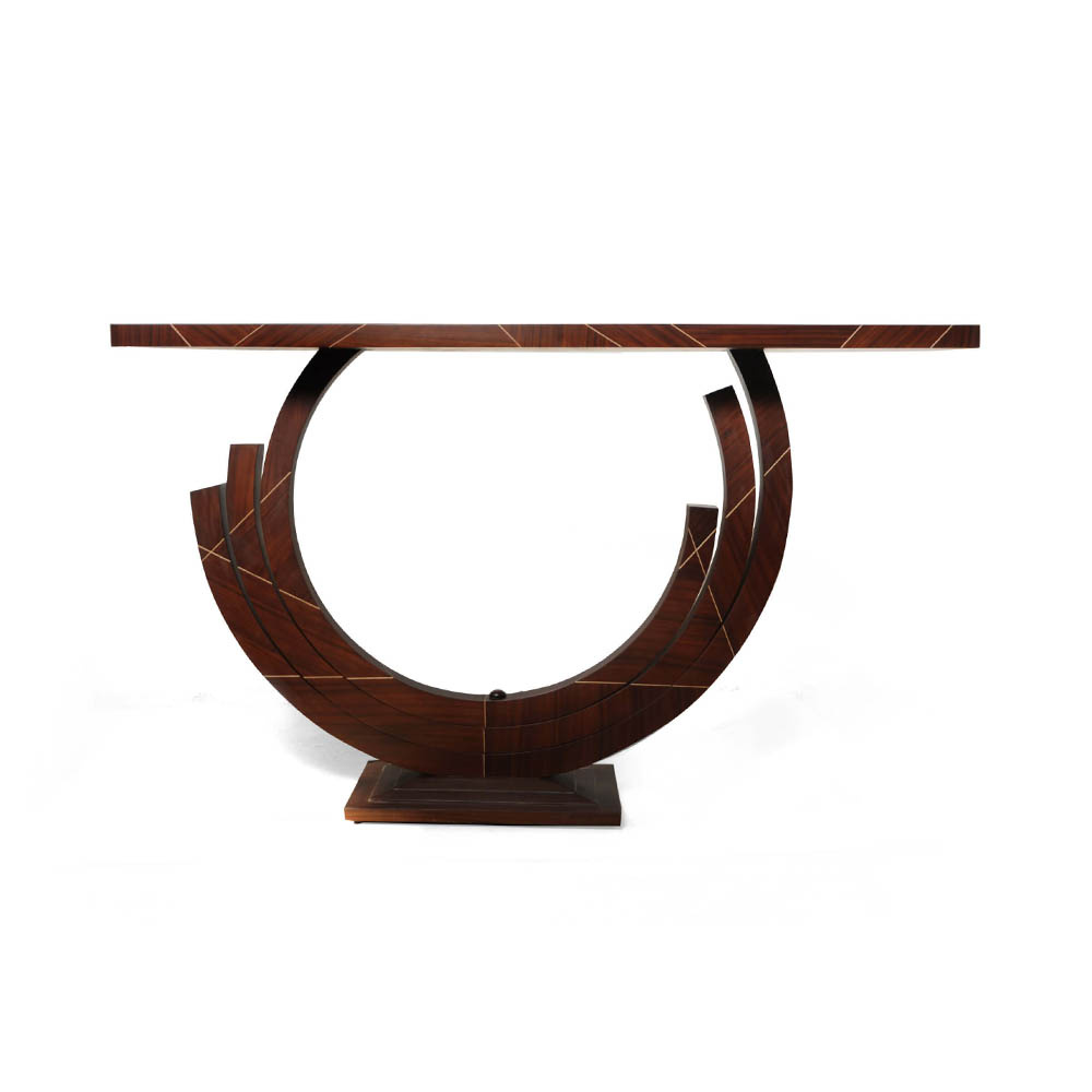 Tobias Brown Curved Console Table Front View