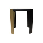Tree Dark Brown Square Wood Side Table with Stainless Steel