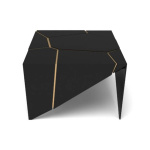 Trio Square Wooden End Table with Brass Inlay