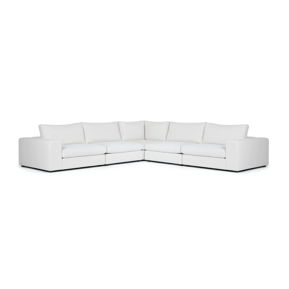 Vedori Upholstered 5 Seaters Quartz White Corner Sofa