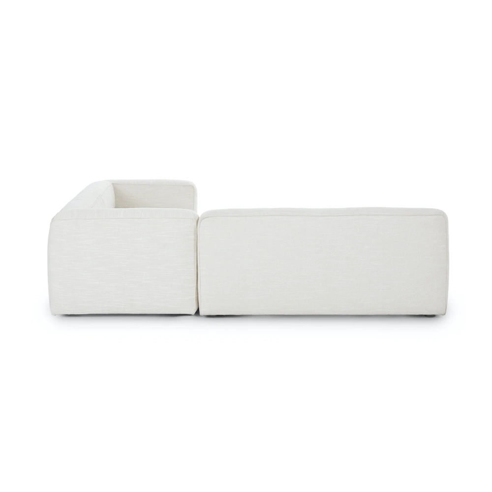 Vedori Upholstered Ankara Ivory Fabric Corner Sofa