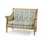 blue and off white classic 2 seater sofa