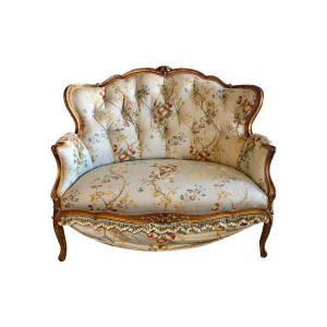 floral tufted french style 2 seater sofa