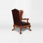 English Style Armchair Leather Antique Hand Carved