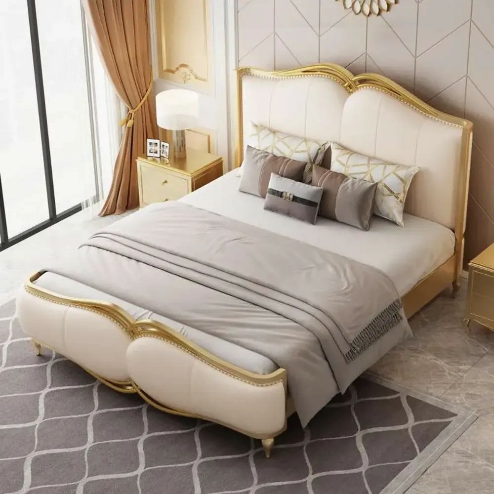 Luxury European style solid wood bed